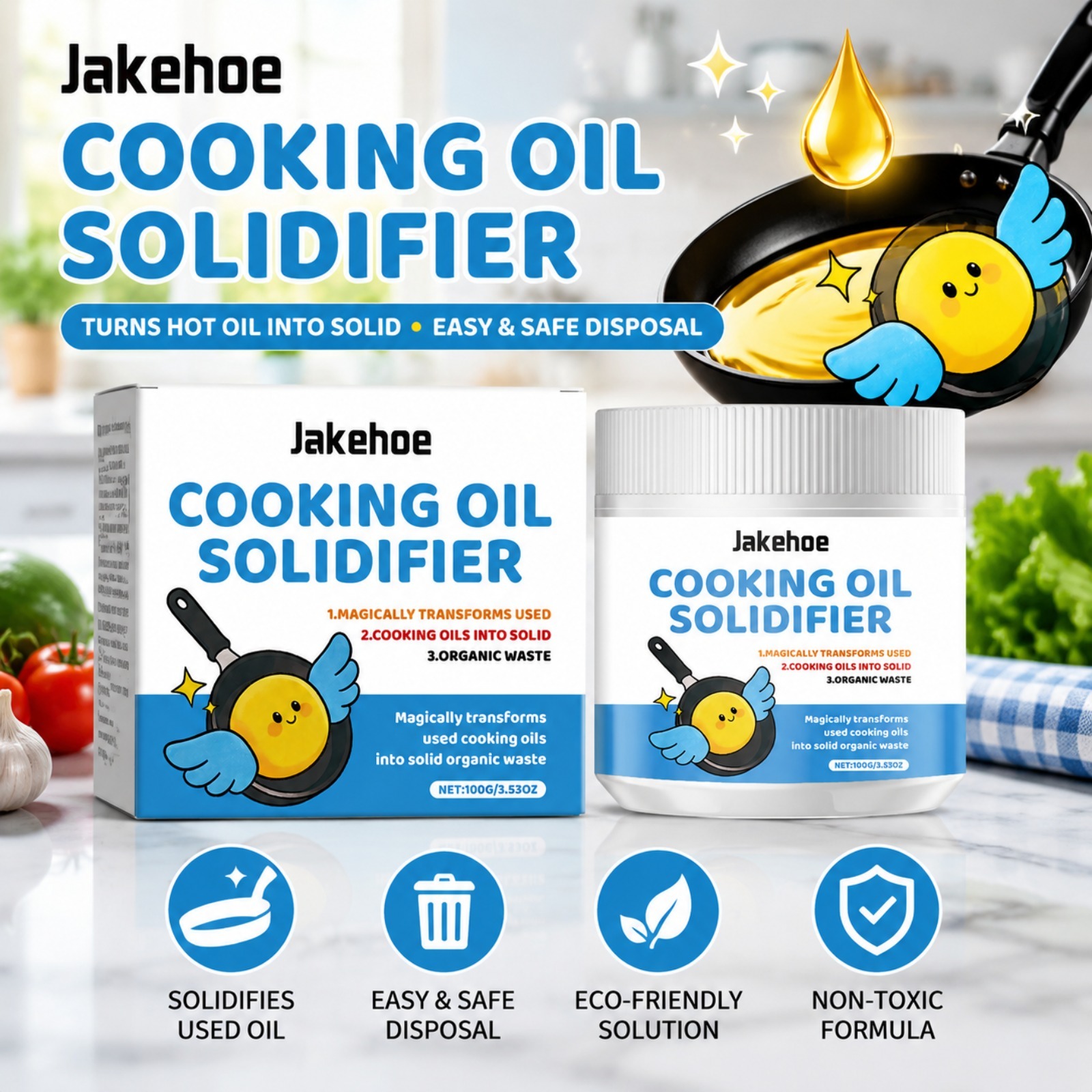 Home Cooking Oil Disposal - Poudre solidifiante pour huile de cuisson